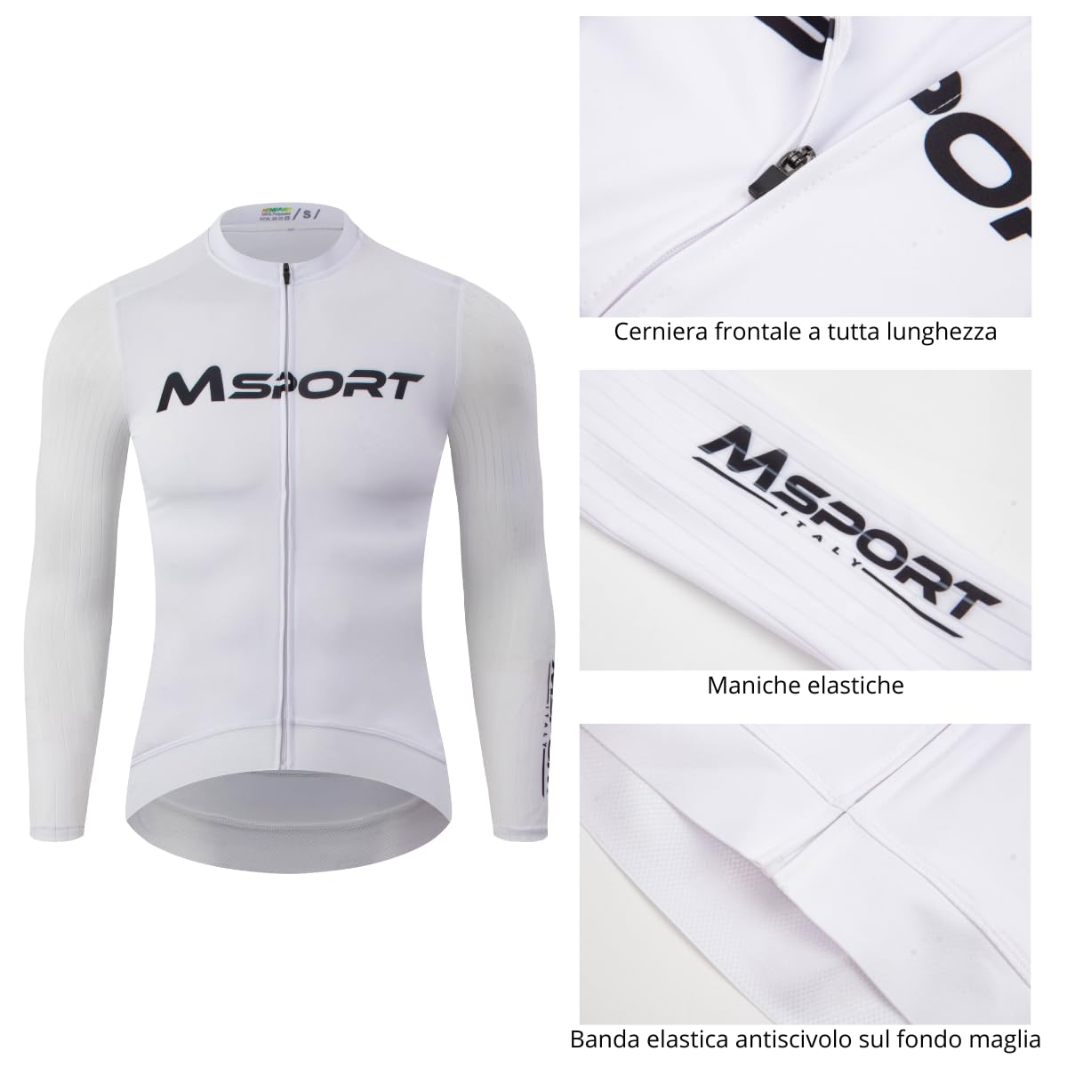 Msport Completo Ciclismo Invernale – Maglia Termica a Manica Lunga + Salopette con Fondello in Gel Antishock