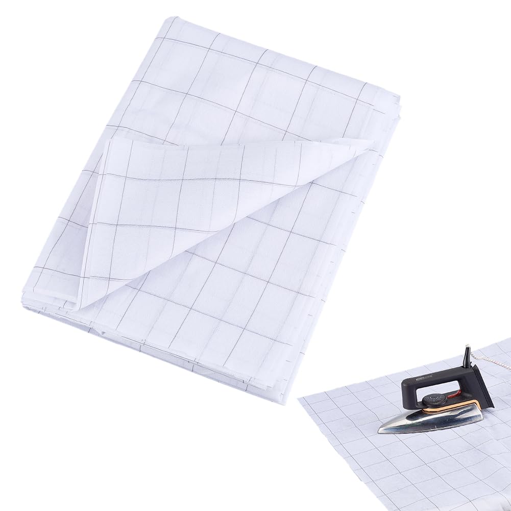 OLYCRAFT Entretela termoadhesiva de rejilla de 1 x 5 m, entretela termoadhesiva de tela no tejida con rejilla, entretejidos, termoadhesivos, ligera con líneas de cuadrícula para costura, acolchado de