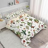 Bettdecke 135x200 - Weihnachten Bettdecke ohne Bezug Waschbar Schlafdecke Äste und Blätter Grün...