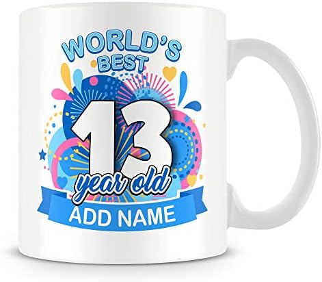 13th Birthday Gift for Girls - Personalised Mug/Cup - Add Name - Worlds Best Design - Pink