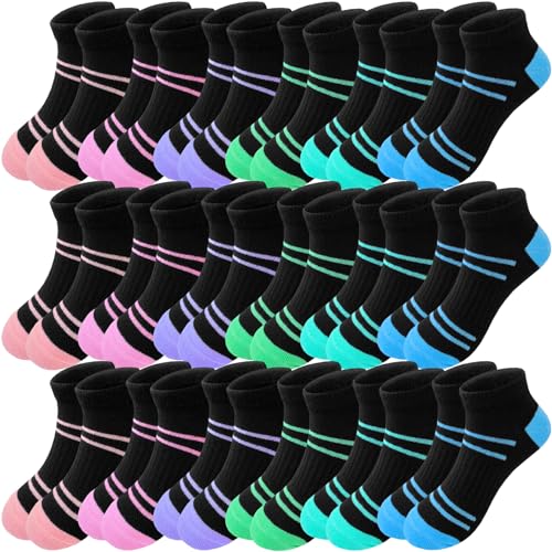 Bemeol Girls Socks 18 Pairs Kids Ankle Socks for Girls Low Cut Athletic Sock