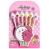 Molang Mini Figure Wooden Pencil Set Korean Stationery 6 ea 1 set Ver.05