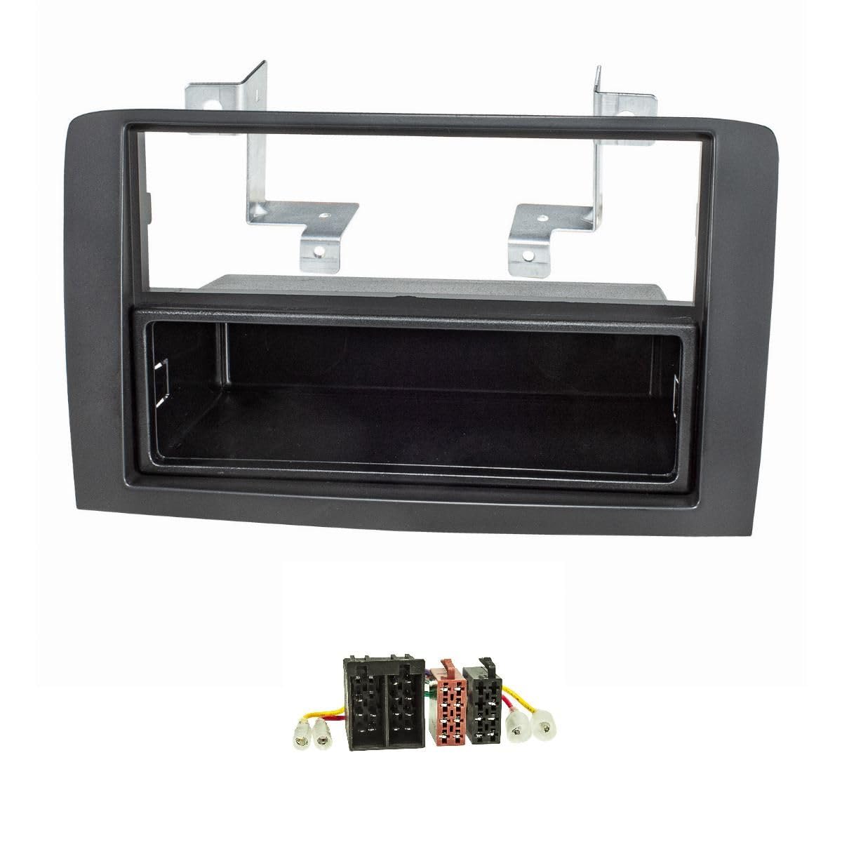 tomzz Audio 2414-028 Set di pannelli radio compatibili con Fiat Idea Lancia Musa nero con adattatore radio ISO