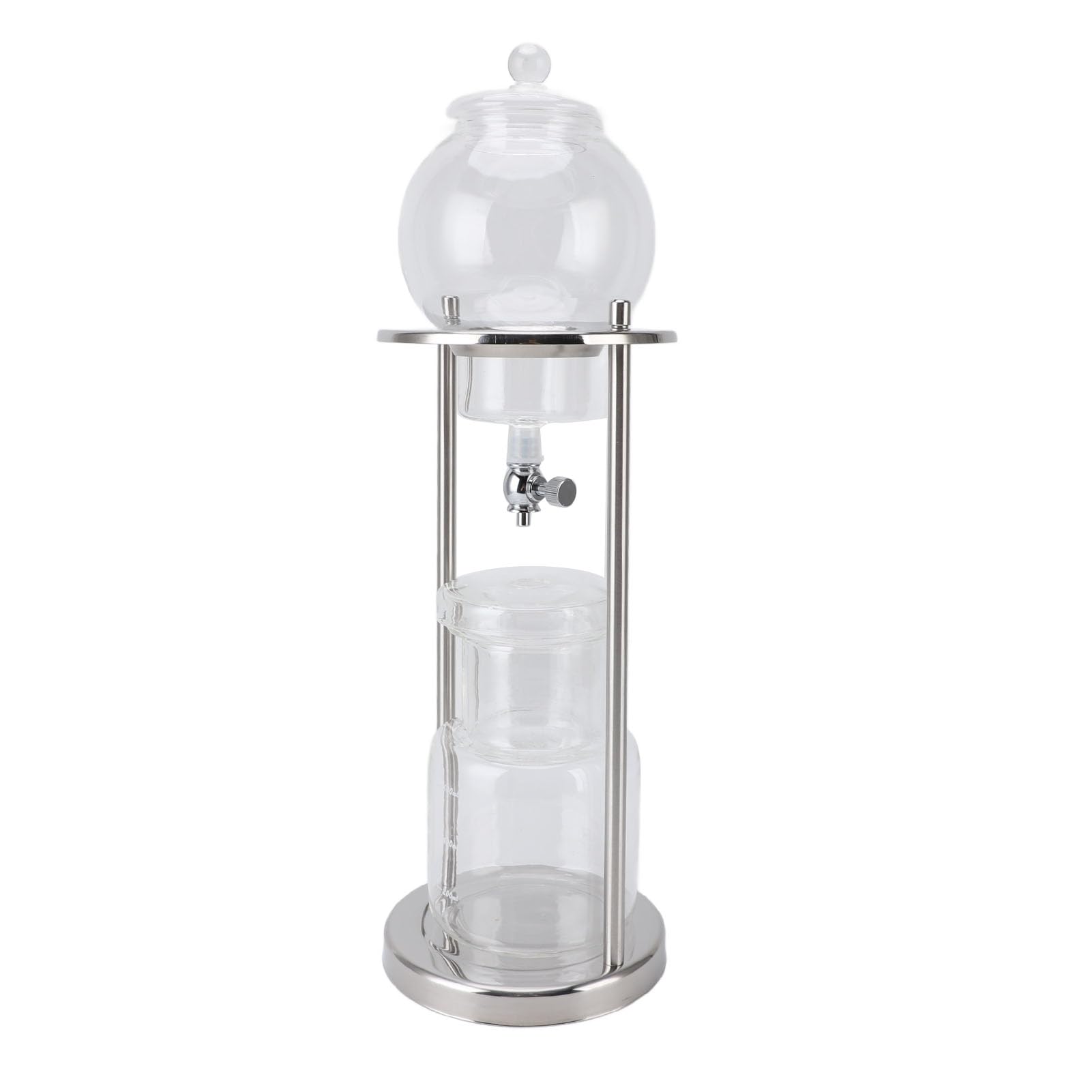 Cafetera con Gotero Ice Cold Brew, Diseño Moderno y Elegante para Oficina en Casa, Torre de Acero Inoxidable de Vidrio de 600ml