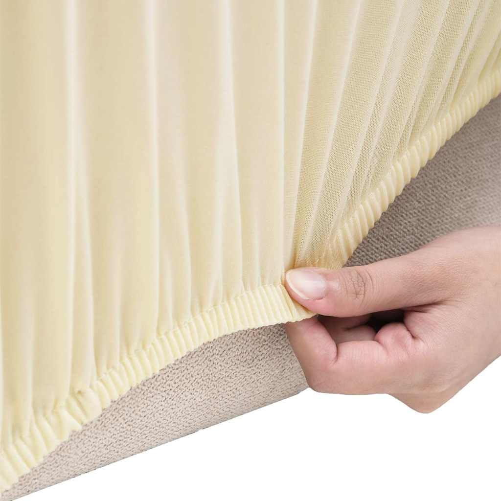 Funda elástica para sofá de 3 plazas, color crema de punto de poliéster, elástica y elástica, apta para sofás de 190 a 230 cm, lavable, antideslizante, ideal para salones, comedores, jardines