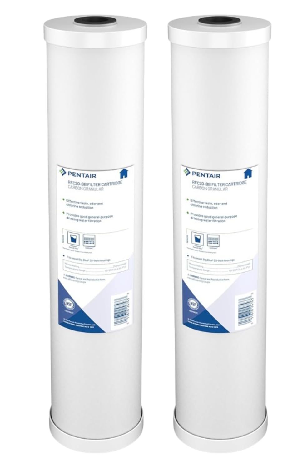 Pentair Pentek RFC-20BB Big Blue Carbon Water Filter, 20-Inch, Whole House Heavy Duty Radial Flow Carbon Replacement Cartridge with Granular Activated (GAC) Filter, 20" x 4.5", 25 Micron
