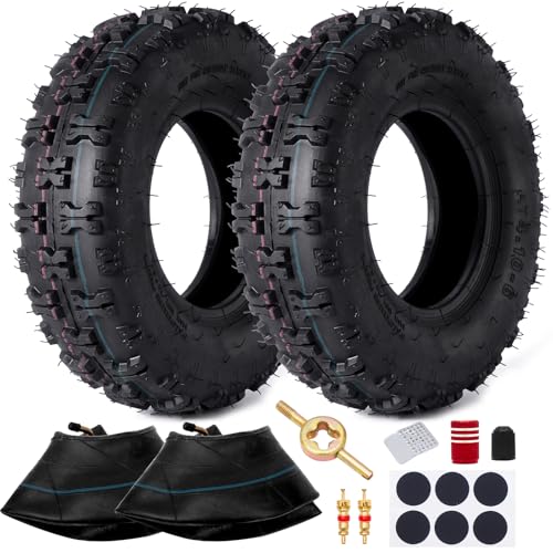 4.10/3.50-6 4.10-6 410-6 Tire and Inner Tube Compatible for Lawn Mower Wheelbarrows 4 Wheelers ATV Quad Go Kart Snow Blower Tractors Hand Trucks Generators Utility Carts Trolleys Mini Bike Heavy Duty
