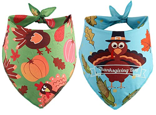 2 Pack Thanksgiving Dog Scarf,Holiday Bandanas for Dogs Puppy Cat