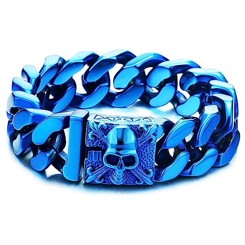 COOLSTEELANDBEYOND Hombre Grande Azul Acero Cadena Barbada