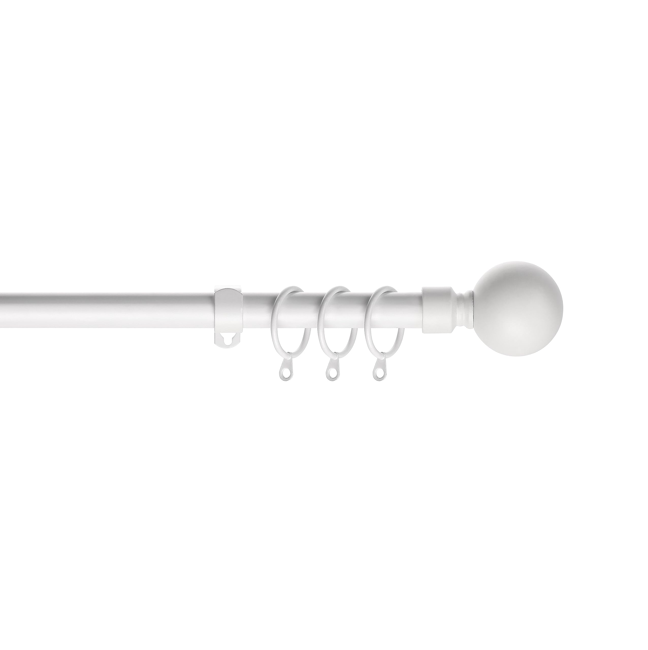 Home Harmony® Caprice Diamante 16-19mm Telescopic Extendable Metal Curtain Pole Set, Brushed Silver Black White (Sphere White, 120-210 cms)