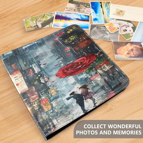 Álbum de fotos de bricolaje autoadhesivo FLildon, cubierta de cuero PU, 40 páginas, 3 anillas, tamaño externo 11.8 x 11.2 pulgadas miniatura 5