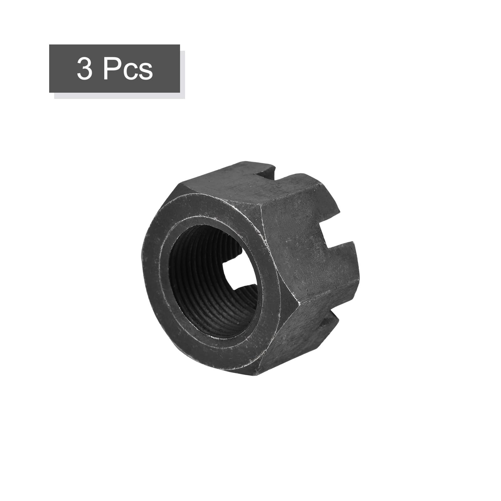 QUARKZMAN Dado Esagonale Scanalato M30x2mm Dadi Esagonali in Acciaio al Carbonio Classe 4.8 Nero 3 Pezzi