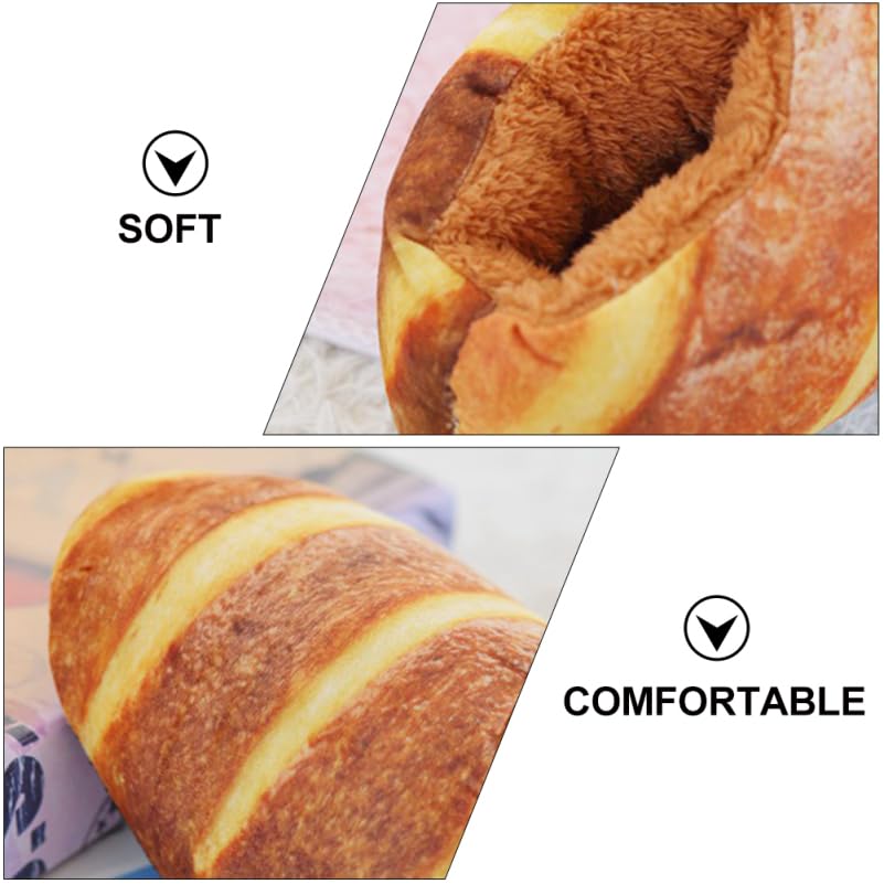 1Pair Winter Cotton Slippers for Women Creative Simulation Bread Design Soft Warm Indoor Slippers with Anti-skid Sole Comfortable Fashion Heel Wrapped for Home Use4