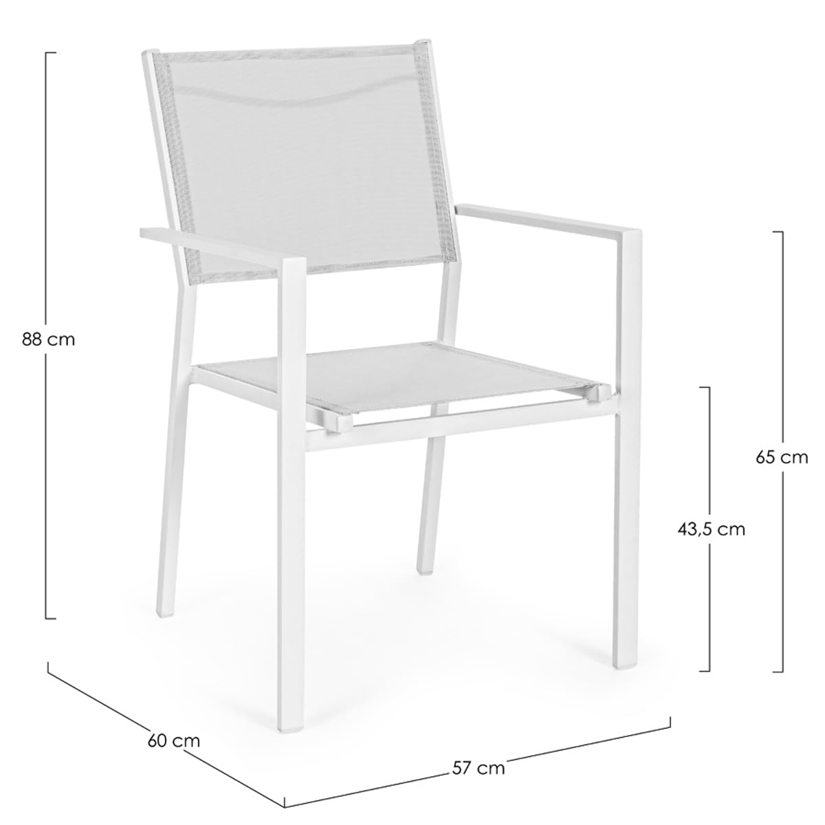 Yellowshop - HILL Set 6 sedie da giardino esterni con braccioli struttura in alluminio e textilene Antracite, Bianco o Coffee (Bianco)
