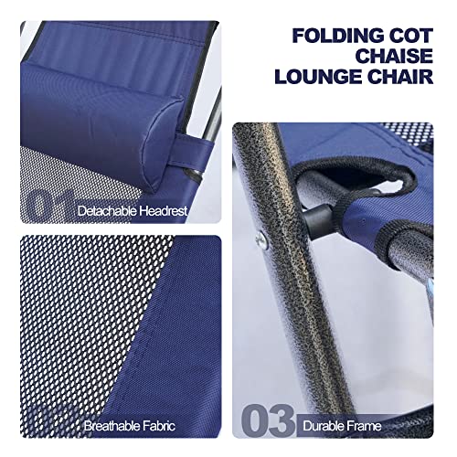 Bigtree Adjustable Folding Chaise Lounge Chair W/Pillow Breathable Mesh Lounger Reclining Chair,Portable Patio Chaise Chair For Garden Outdoor Camping Pool Lawn Set Of 2 #TOP6