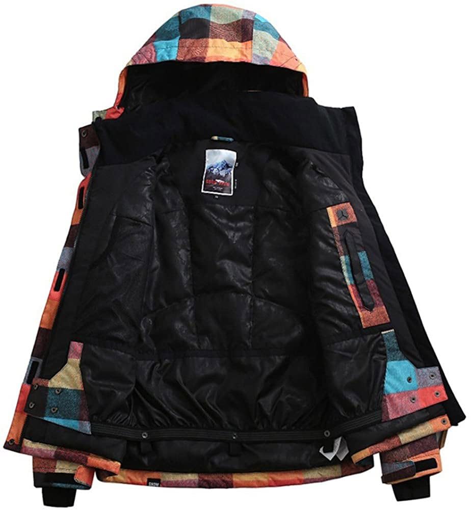 HOTIAN Chaqueta de esquí de snowboard para mujer de alto viento, colorido chaqueta de nieve pantalones