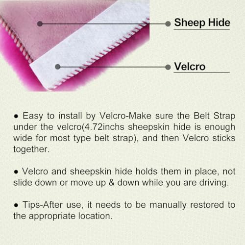 AOGELAN 2 Pack Fluffy Fuzzy Genuine Sheepskin Car Seat Belt Cover Pad Pink by AOGELAN - Used condition - Image 5