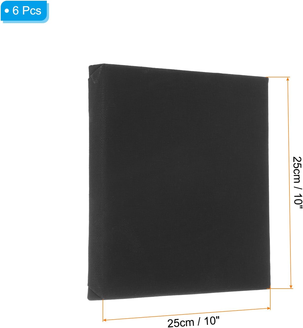 PATIKIL Black Stretched Canvas, 6 Pcs 10" x 10" Large Canvas for Painting Primed Cotton Blank Canvas for Acrylics Oil Watercolor Paints