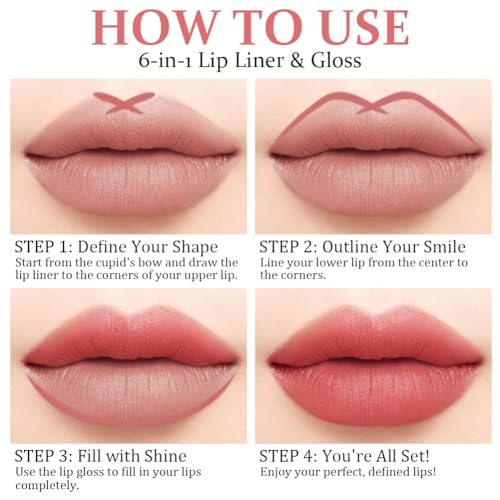 LOPHE Set de Brillo de Labios, 6 En 1 Lip Combo Labios, 3 Labiales Líquidos Mate y 3 Delineadores, Lápiz Labial de Larga Duración, Pintalabios Permanente Para Maquillaje de Mujer (Conjunto B-#7#8#9) - imagen 6