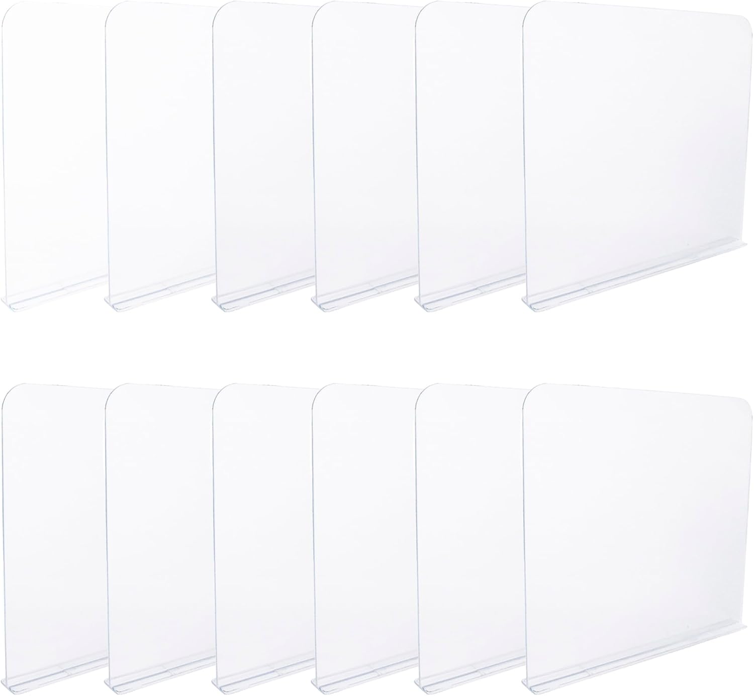 ROUFA Acrylic Shelf Dividers for Closet Shelf Organizer, 12Pcs Clear Wood Closet Divider Separator for Storage and Organization, Bedroom Organizer for Any Thickness of Shelves, 11.8''x11''