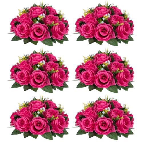 Image of NUPTIO Flower Ball for Table Centerpieces: Hot Pink Artificial Rose