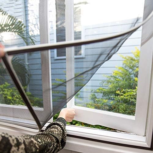 Qmety Adjustable DIY Magnetic Window Screen fit Max 60 x 40 inch for Any Smaller Size with Strong Anti-Tear Fiberglass Mesh