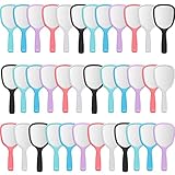 Hand Handheld Mirror with Handle Plastic Compact Travel Makeup Cosmetic Mirror Small Personal Portable Hand Held Mirror for Home, Vanity, Camping, 7.09 x 3.15 Inches, 6 Colors (36 Pieces)