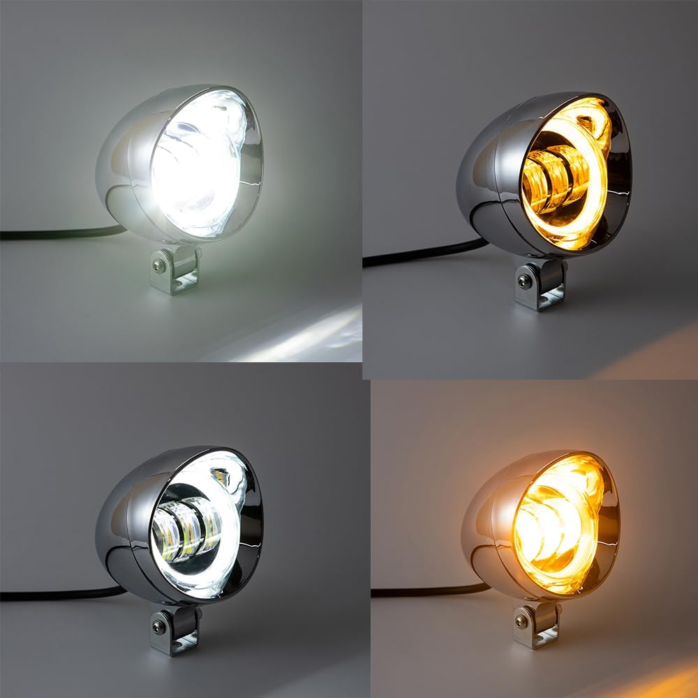 Motorcycle Auxiliary Light 4 inch Fog Lamp Headlight Chrome LED Front Head light For Cafe Racer Bobber Chopper Cruisers Touring Custom Scooter Driving light