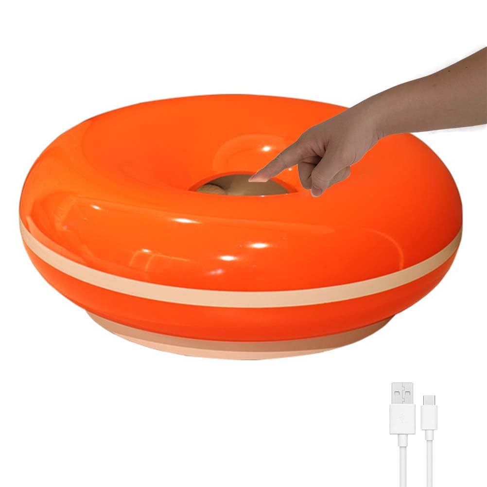 PVYGDXYI Orange donut lamp LED rechargeable desk lamp Touch Dimmable with USB Rechargeable Table Lamp Modern round donut design cordless night light with acrylic lampshade,Orange