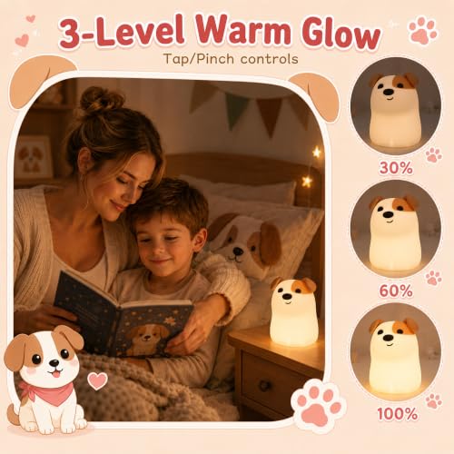 Image of OkiyiD Dog Night Light, Cute Puppy Nursery Night Lamp for Kids Girls Boys