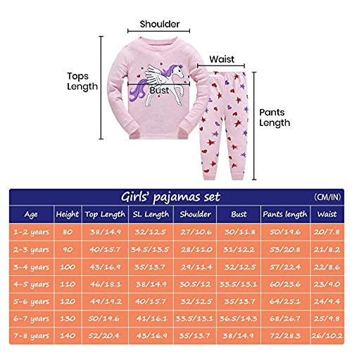 MingLaken Pigiama Ragazza Unicorno 100% Cotone