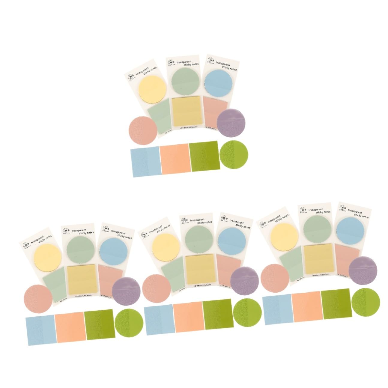 24 Set 6 Set Blocchi Note Adesive Rimovibili 600 Pezzi, Foglietti Adesivi Promemoria Colorati Trasparenti Rotondi e Quadrati, Pratici Blocchi per Appunti Scolastici e Ufficio, per