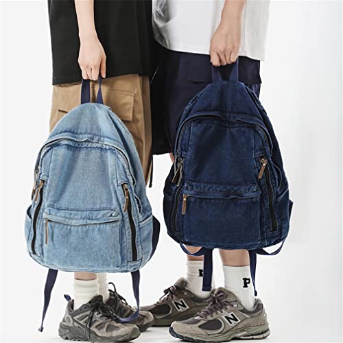 Image of MaxxCloud Vintage Denim Laptop Backpack Casual Canvas Daypack Handbag Purse Lightweight Rucksack Shoulder Bag