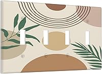 Vista 23 de Cubierta de interruptor de luz de palanca de hojas tropicales negras y doradas, hoja de palmera, decoración de 1 cuadrilla, placa frontal eléctrica