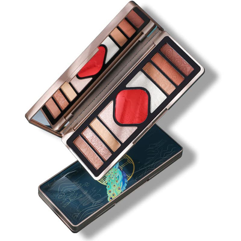 Paleta de maquillaje de ojos, versión de alta calidad paleta de sombras de ojos de alivio de pavo real, estilo chino, sombra de ojos mate, juego de