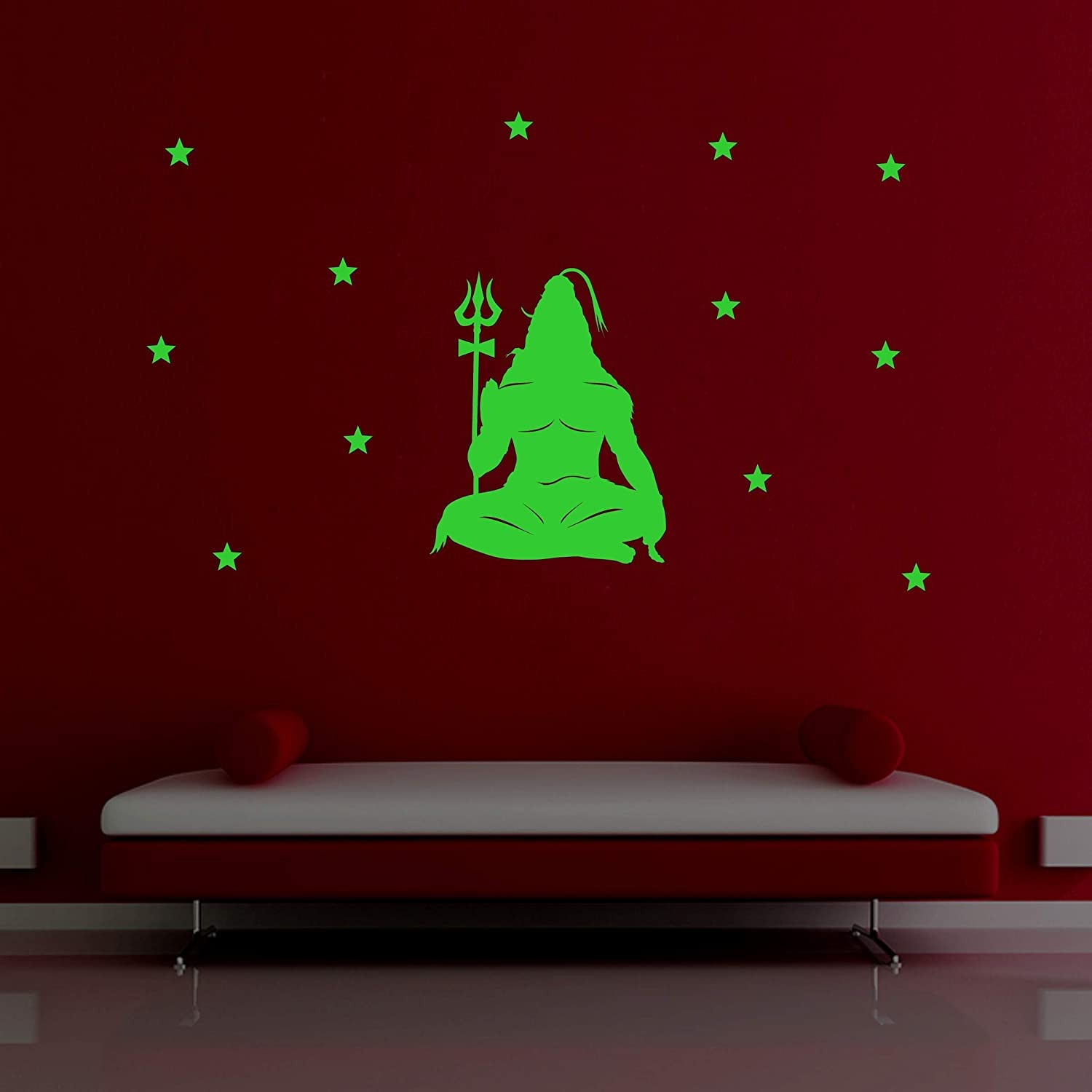 Monk wish Glow in The Dark Lord Shiva Radium Wall Stickers (Green