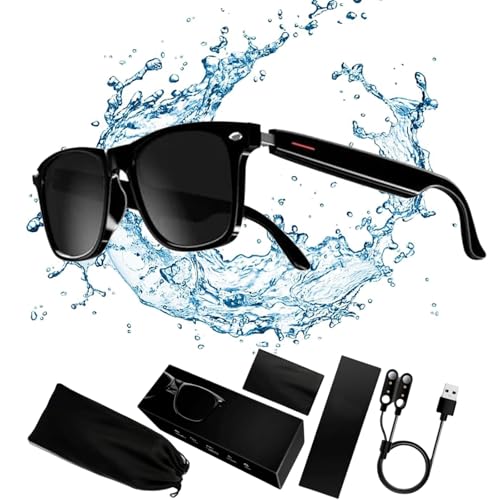 Megacephalus Smart Glasses - Listenable Songs, Wireless Headphone Sunglasses, Bluetooth E13 Smart Glasses for Men and Women (Full-Rimmed Sun Lenses)