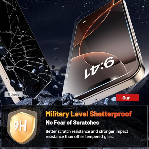 Image of SHILD (Pack of 2 Tempered Glass Screen Protector for iPhone 16 Pro Max (6.9-inch) | 9H Hardness | HD Clarity | Easy Installation Tray | Scratch & Impact Resistant | Military-Grade Shatterproof