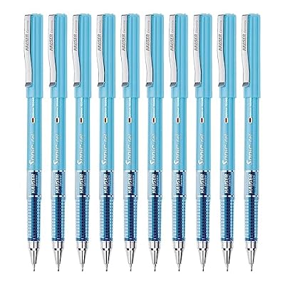 Hauser Sonic 0.55mm Gel Pen Box Pack | Attractive Foiled Body | Stylish Metal Clip | Refillable & Waterproof Gel Ink | German Technology For Smooth & Effortless Writing | Blue Ink, Set of 10 Gel Pens