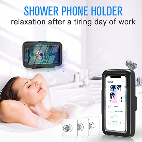 LC-dolida Shower Phone Holder Waterproof 480 Rotation Shower Phone Stand Case Mount for Bathroom Batheub Kitchen Wall Mirro Compatible with iPhone 14 13 12 11 Pro Max XS XR up to 6.8\" Cell Phone - Thumbnail 3
