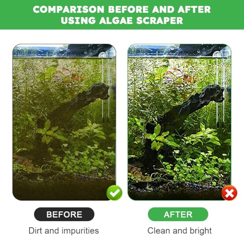 Image of Fish Tank Scraper, Length Adjustable Aquarium Cleaning Tool 21 inch Handheld Scraper Brushes Set Fish Tank Cleaner Kit for Glass Aquarium