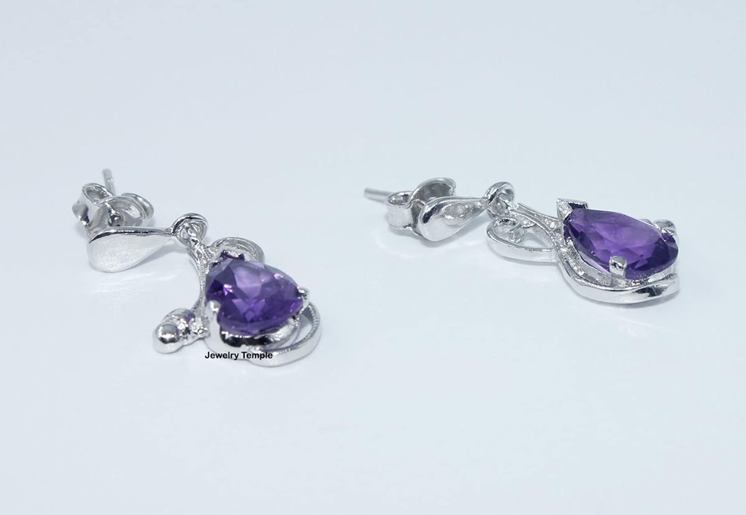 Earring for girls Amethyst Gemstone 10x7mm stud for Woman