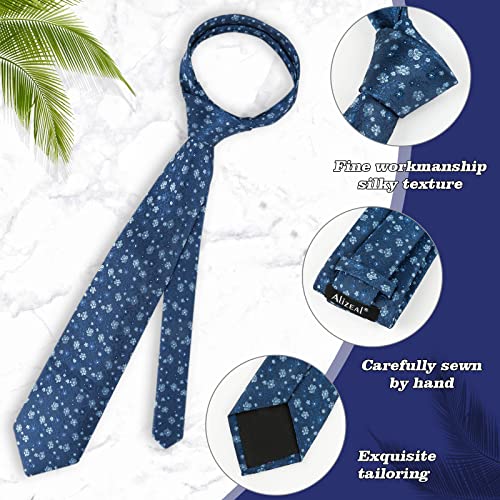 Image of Alizeal Mens 3.15inches Exquisite Floral Tie with Small Flower Printed Pocket Square
