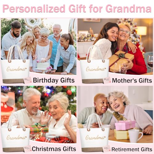 Image of GhvyenntteS Grandma Gifts from Granddaughter Grandson Grandchildren Grandkids, Grandma Birthday Gifts, Personalized Grandma Bag with Zipper