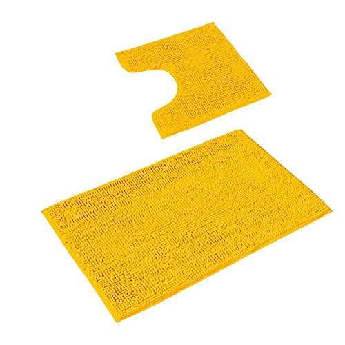 PANA 'Paris' Badeteppich-Set • Flauschige Vorleger für Badezimmer und WC • Badteppich rutschfest & waschbar • Chenille…