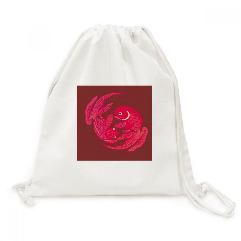 Toile drawstring backpack poisson rouge pour voyage et loisirs