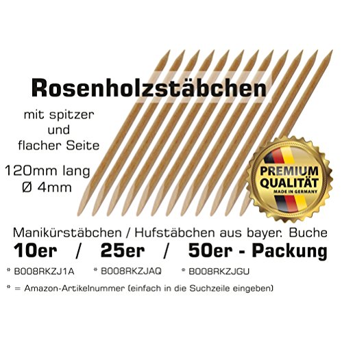 50 Rosenholzstäbchen Manikürstäbchen Hufstäbchen aus bayer. Buche - 120mm lang - Ø 4mm – Bild 5