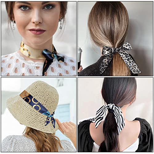 Fashion Scarf Handle Bag Hair Tie Headband, 12Pcs Neckerchief Package Hair Head Band for Purse Decor, Neck Scarf Skinny Scarfs for Women Hair Bracelet4