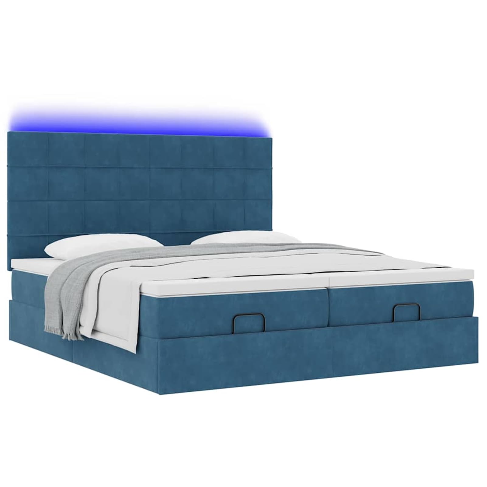 Gecheer Cama Otomana con Almacenamiento y Colchón de Resortes Enfundados, Tela de Terciopelo, Luces LED, para Dormitorio y Descanso