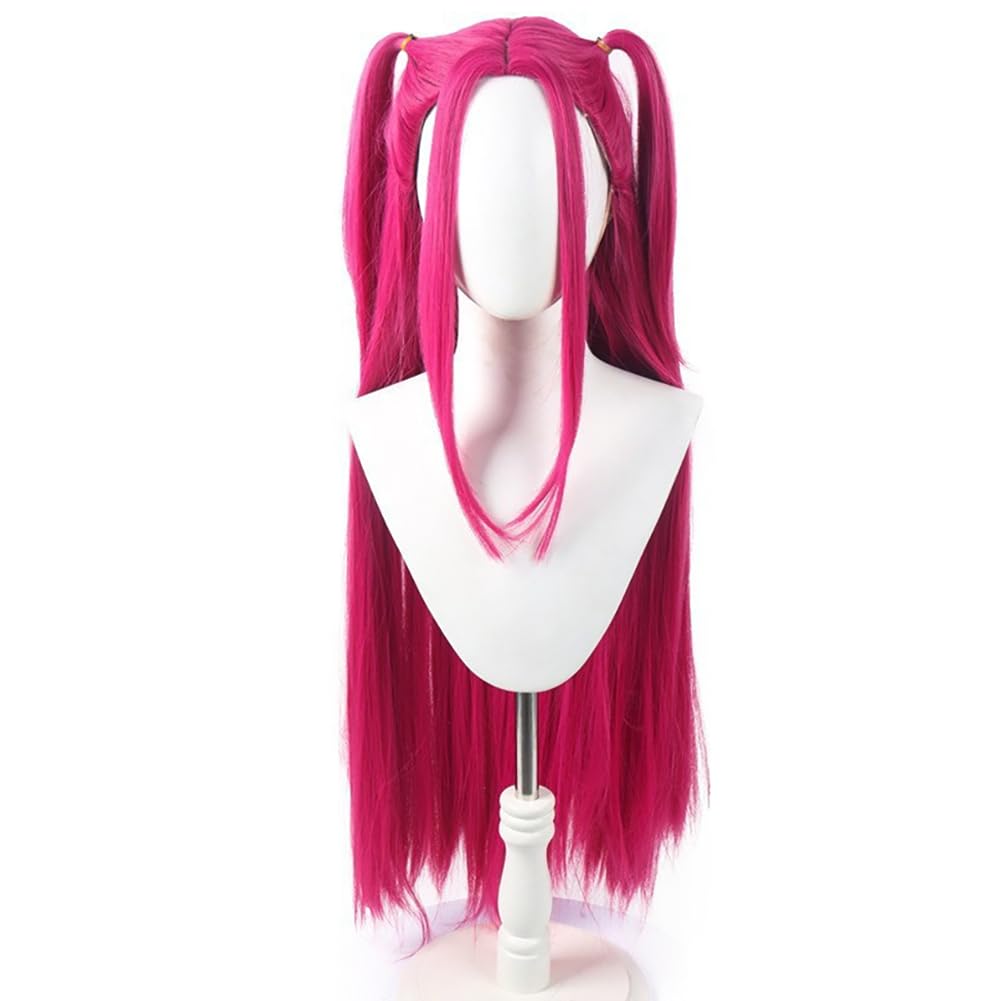 PORSMEER Parrucca Costume Cacciatori di Demoni Mira, parrucche per cosplay, lunghe, lisce, rosa acceso, accessorio per capelli per donne e ragazze (Demon Hunters-Mira)